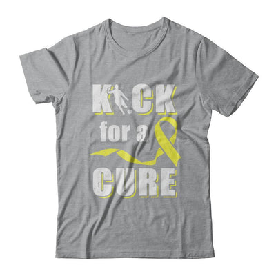 Kick For A Cure Soccer Yellow Childhood Cancer Awareness-T-Shirt & Hoodie-Classic T-Shirt-Sport Grey