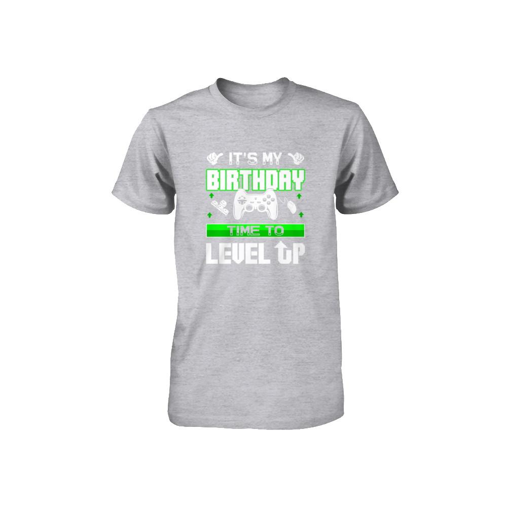 It's My Birthday Time To Level Up Youth-Youth Shirt-Youth T-Shirt-Athletic Heather