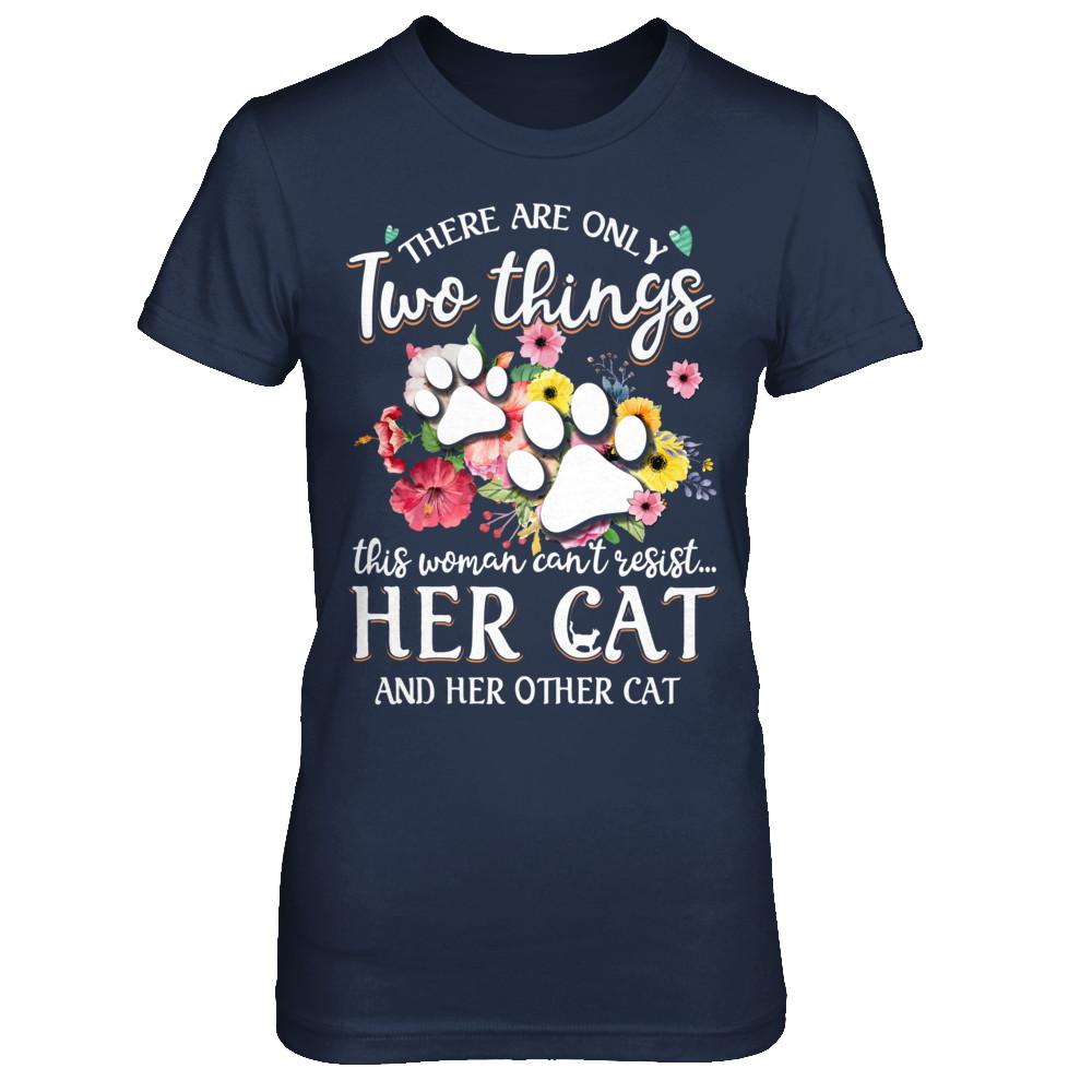 This Woman Can't Resist Her Cat And Her Other Cat-T-Shirt & Hoodie-Women's T-Shirt-Navy