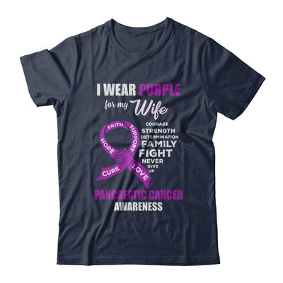 Pancreatic Cancer I Wear Purple For My Wife Husband-T-Shirt & Hoodie-Classic T-Shirt-Navy