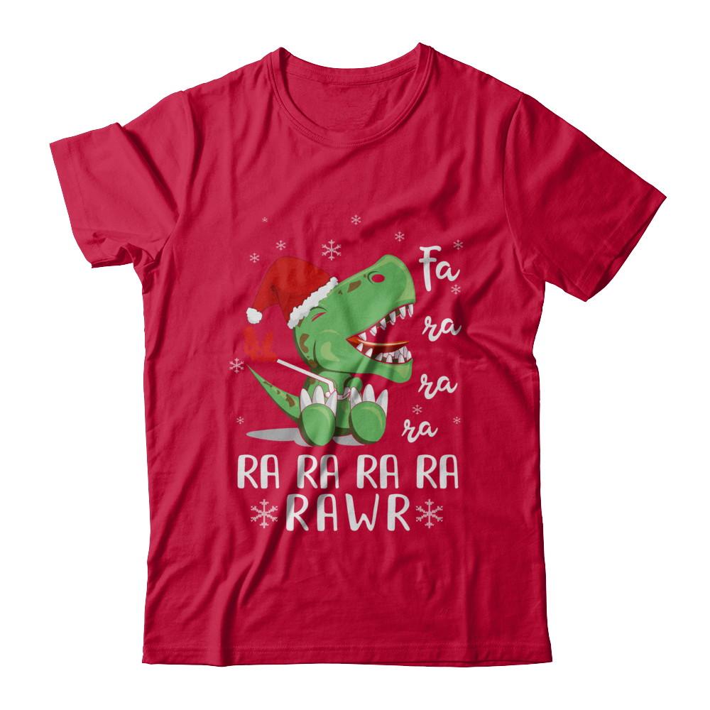 Funny Fa La La Fa Ra Rawr T-Rex Dinosaur Christmas-T-Shirt & Hoodie-Classic T-Shirt-Red