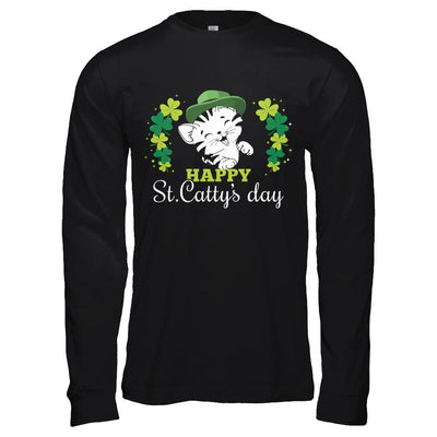 Happy St Catty's Day Saint Patrick's Day Cat-T-Shirt & Hoodie-Long Sleeve T-Shirt-Black