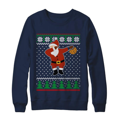 Dabbing Santa Volleyball Ugly Sweater Christmas-T-Shirt & Sweatshirt-Crewneck Sweatshirt-Navy
