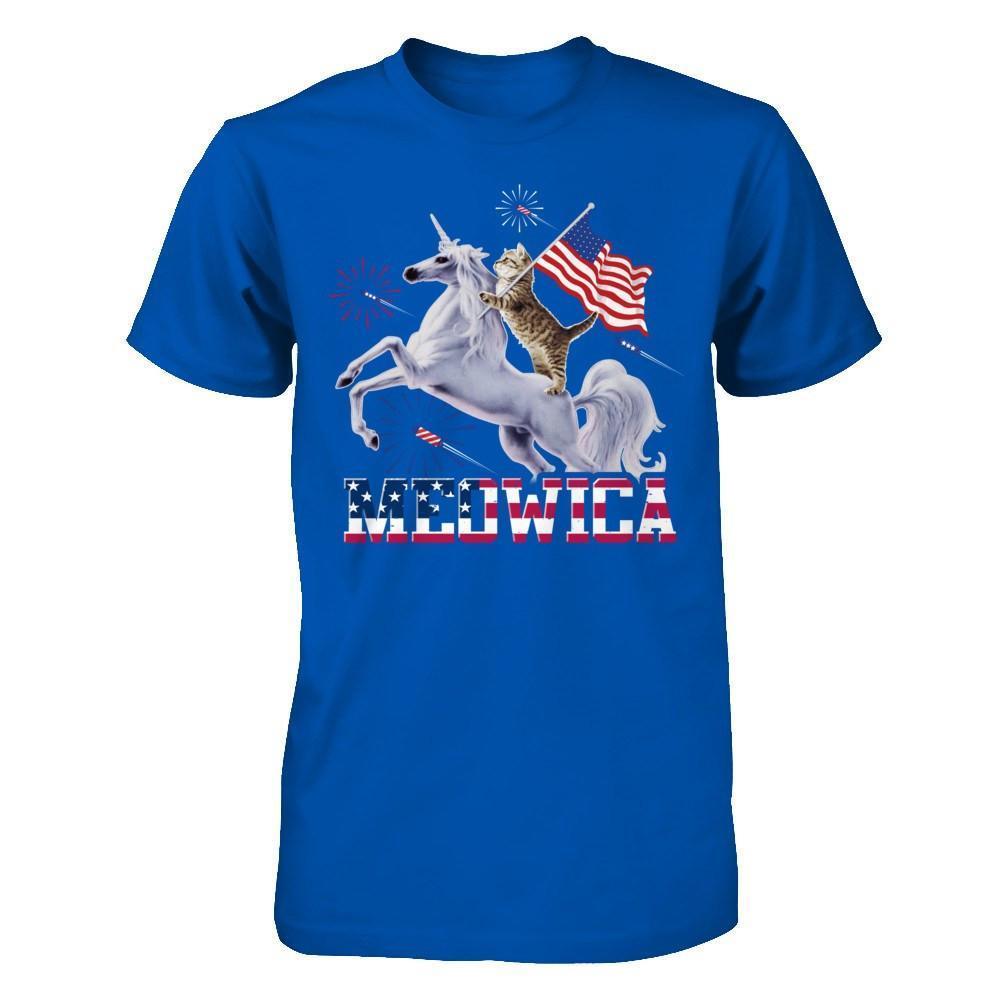 Meowica 4Th Of July Funny Cat On Unicorn Independence-T-Shirt & Hoodie-Premium T-Shirt-Royal