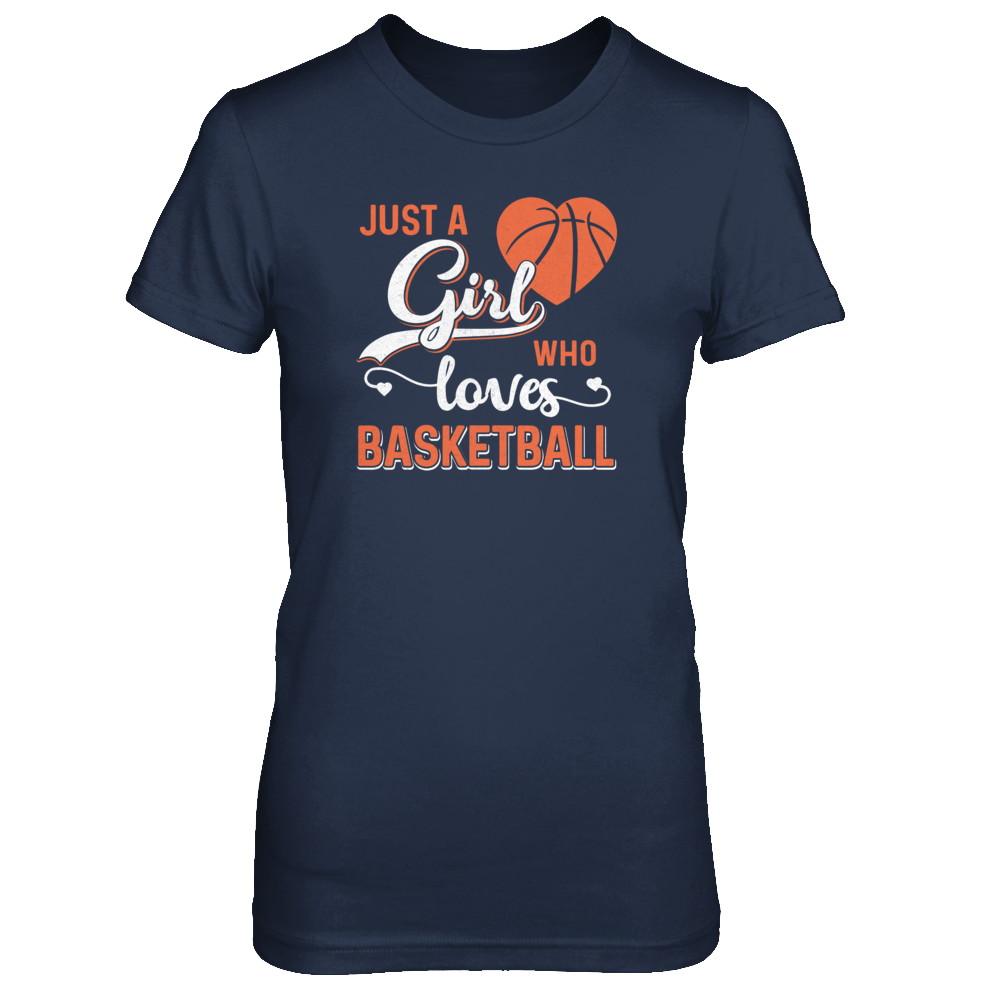 Just A Girl Who Loves Basketball-T-Shirt & Tank Top-Women's T-Shirt-Navy