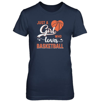 Just A Girl Who Loves Basketball-T-Shirt & Tank Top-Women's T-Shirt-Navy