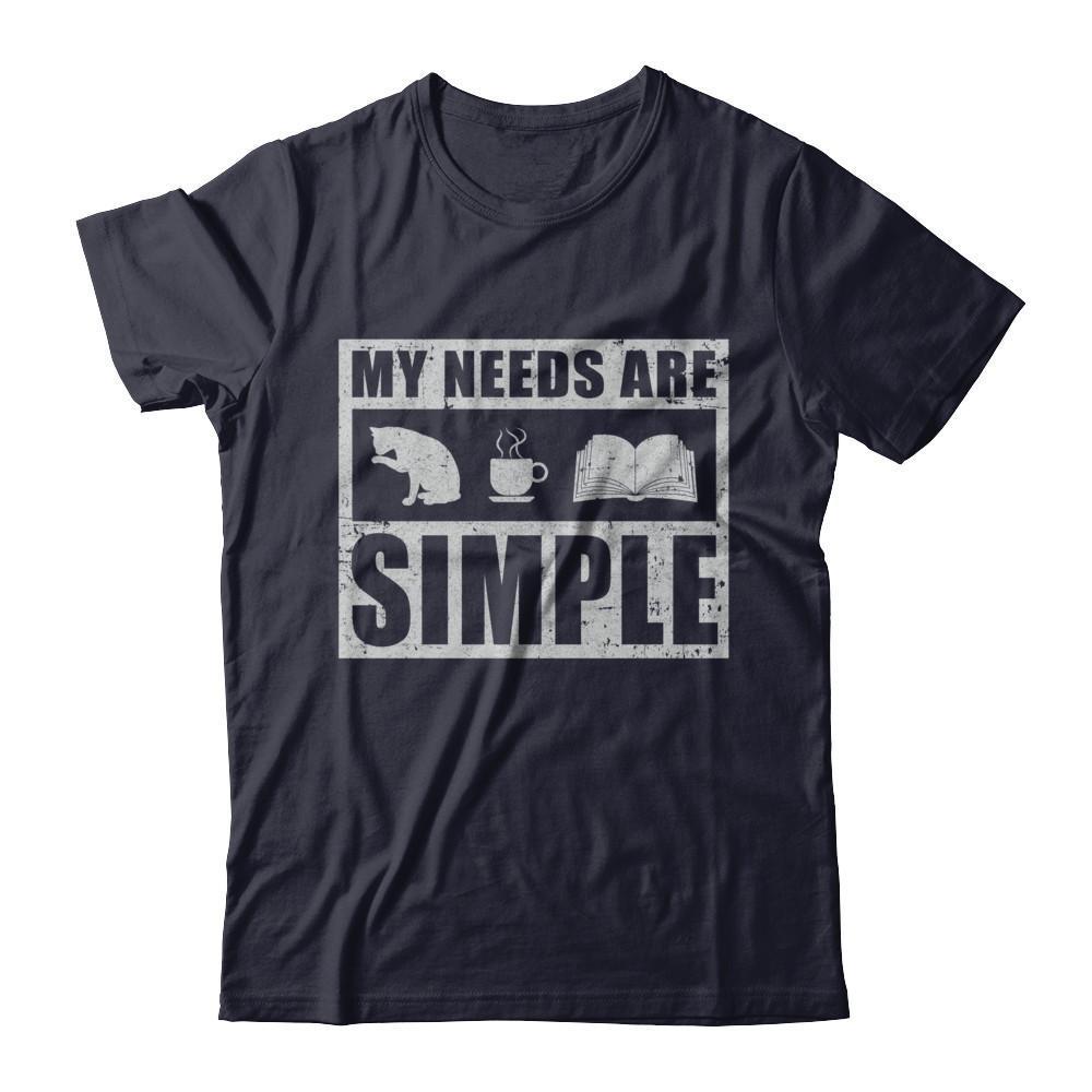 My Needs Are Simple Coffee Cats Books-T-Shirt & Hoodie-Premium T-Shirt-Midnight Navy