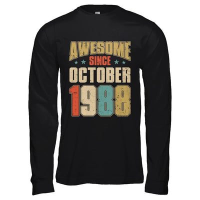 Vintage Retro Awesome Since October 1988 33th Birthday-T-Shirt & Hoodie-Long Sleeve T-Shirt-Black