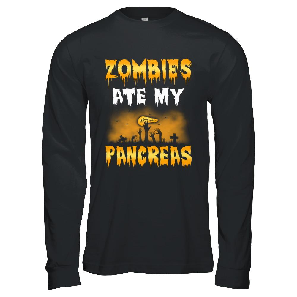 Zombies Ate My Pancreas Halloween Costume-T-Shirt & Hoodie-Long Sleeve T-Shirt-Black