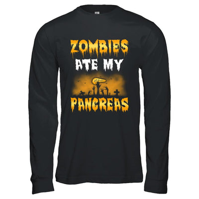 Zombies Ate My Pancreas Halloween Costume-T-Shirt & Hoodie-Long Sleeve T-Shirt-Black
