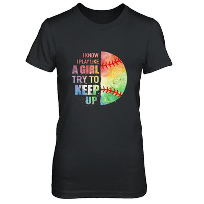 Yeah I Play Like A Girl Baseball Girl-T-Shirt & Hoodie-Women's T-Shirt-Black