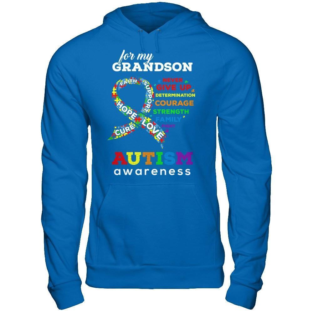 Autism Awareness For My Grandson Love Hope Faith Cure Support-T-Shirt & Hoodie-Pullover Hoodie-Royal