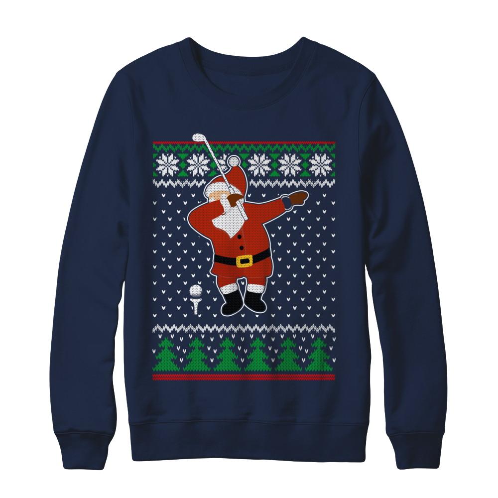 Dabbing Santa Golf Ugly Sweater Christmas-T-Shirt & Sweatshirt-Crewneck Sweatshirt-Navy