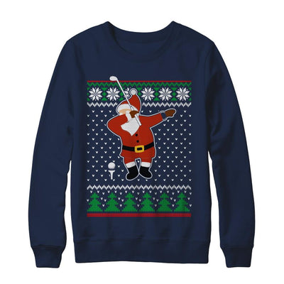 Dabbing Santa Golf Ugly Sweater Christmas-T-Shirt & Sweatshirt-Crewneck Sweatshirt-Navy