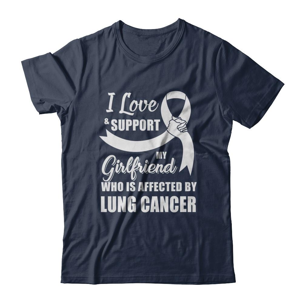 Lung Cancer Awareness Support White Girlfriend Boyfriend-T-Shirt & Hoodie-Classic T-Shirt-Navy