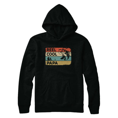 Vintage Reel Cool Papa Fish Fishing Fathers Day-T-Shirt & Hoodie-Pullover Hoodie-Black
