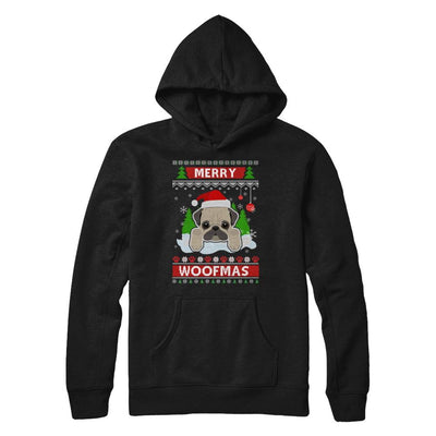 Pug Merry Woofmas Ugly Christmas Sweater-T-Shirt & Sweatshirt-Pullover Hoodie-Black