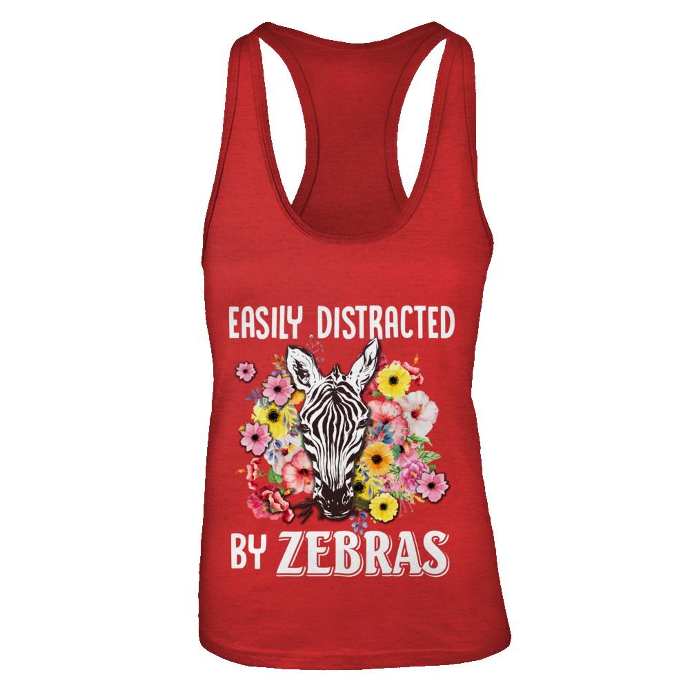 Easily Distracted By Zebras-T-Shirt & Tank Top-Women's Ideal Racerback Tank-Red