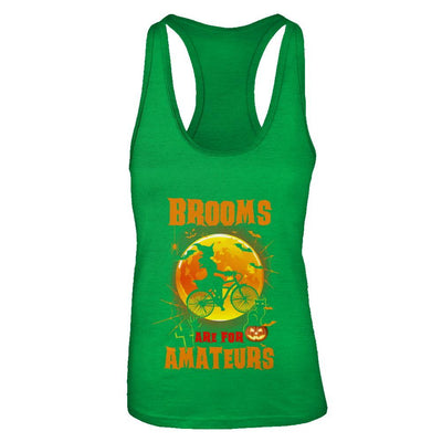 Brooms Are For Amateurs Funny Halloween Bicycle-T-Shirt & Tank Top-Women's Ideal Racerback Tank-Kelly Green