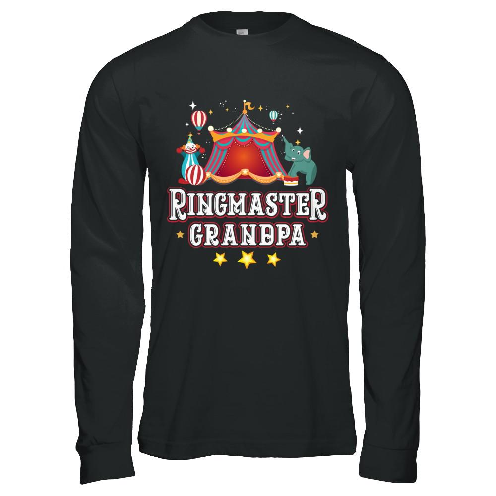 Ringmaster Grandpa Circus Carnival Children Party-T-Shirt & Hoodie-Long Sleeve T-Shirt-Black