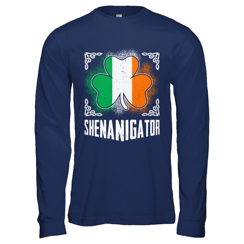 Shenanigator Happy St Patrick's Day-T-Shirt & Hoodie-Long Sleeve T-Shirt-Navy