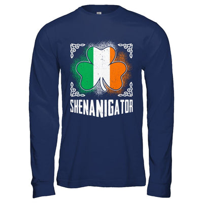 Shenanigator Happy St Patrick's Day-T-Shirt & Hoodie-Long Sleeve T-Shirt-Navy