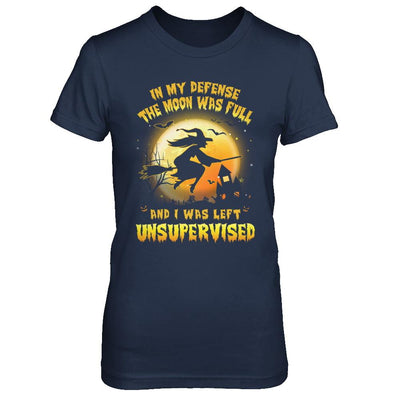 In My Defense The Moon Was Unsupervised Halloween Witch-T-Shirt & Hoodie-Women's T-Shirt-Navy
