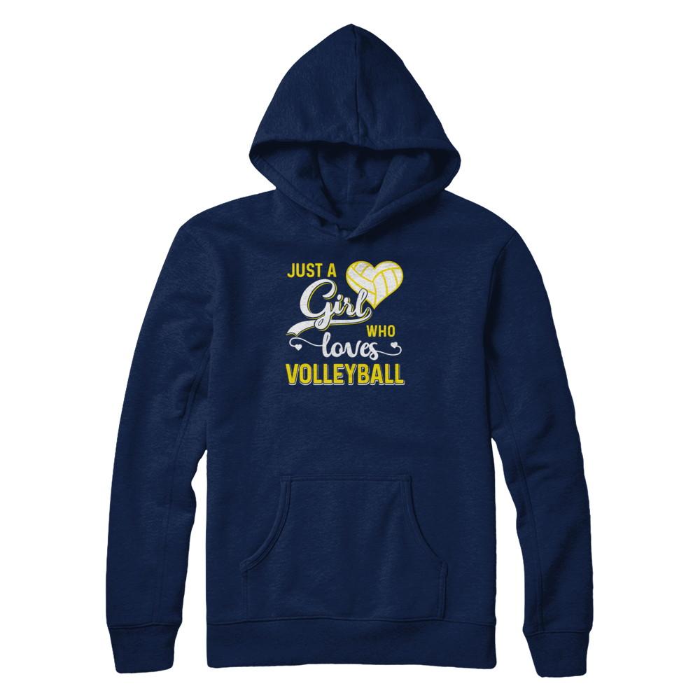 Just A Girl Who Loves Volleyball-T-Shirt & Tank Top-Pullover Hoodie-Navy