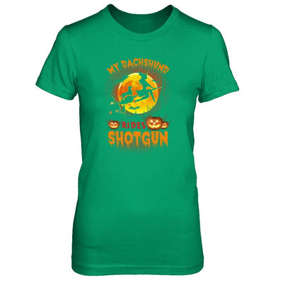 My Dachshund Rides Shotgun Halloween Dog-T-Shirt & Tank Top-Women's T-Shirt-Irish Green