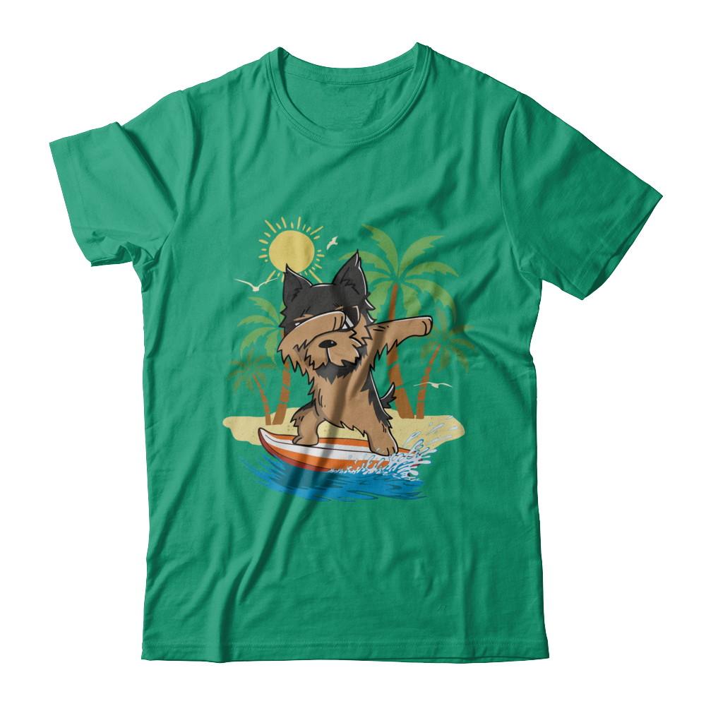 Summer Vacation Dabbing Yorkie Surfing Surfboard Gift-T-Shirt & Hoodie-Classic T-Shirt-Kelly Green