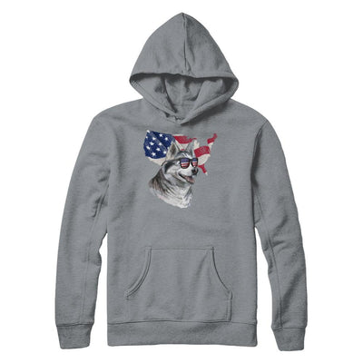Funny Patriot Husky Dog 4Th Of July American Flag-T-Shirt & Hoodie-Pullover Hoodie-Light Steel