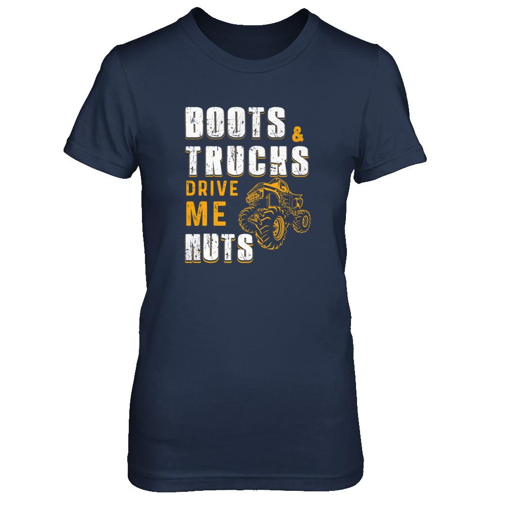 Boots And Trucks Drive Me Nuts-T-Shirt & Tank Top-Women's T-Shirt-Navy