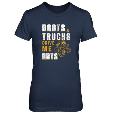 Boots And Trucks Drive Me Nuts-T-Shirt & Tank Top-Women's T-Shirt-Navy