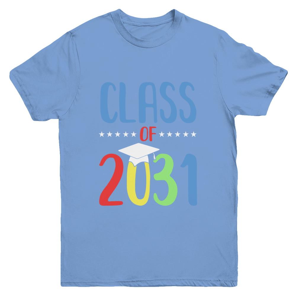 Grow With Me First Day Of School Class Of 2031 Youth-Youth Shirt-Youth T-Shirt-Carolina Blue
