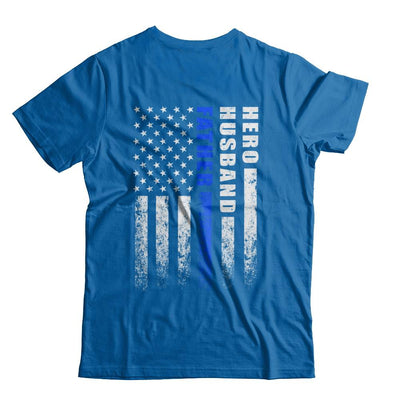 Police Thin Blue Line Husband Daddy Hero Fathers Day Gift-T-Shirt & Hoodie-Classic T-Shirt-Royal