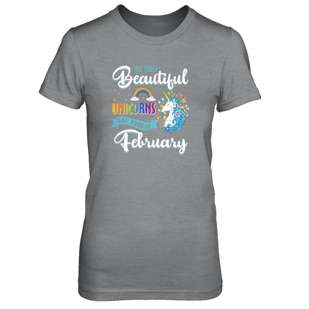 The Most Beautiful Unicorns Are Born In February Birthday-T-Shirt & Tank Top-Women's T-Shirt-Sport Grey