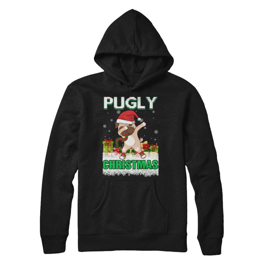Dabbing Pug Claus Pugly Christmas Ugly Sweater Christmas-T-Shirt & Sweatshirt-Pullover Hoodie-Black