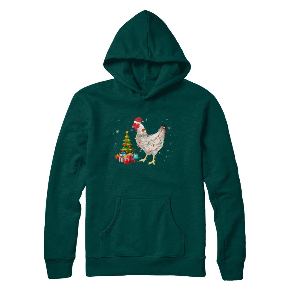 Vintage Chicken Merry Christmas Light Led-T-Shirt & Hoodie-Pullover Hoodie-Deep Forest