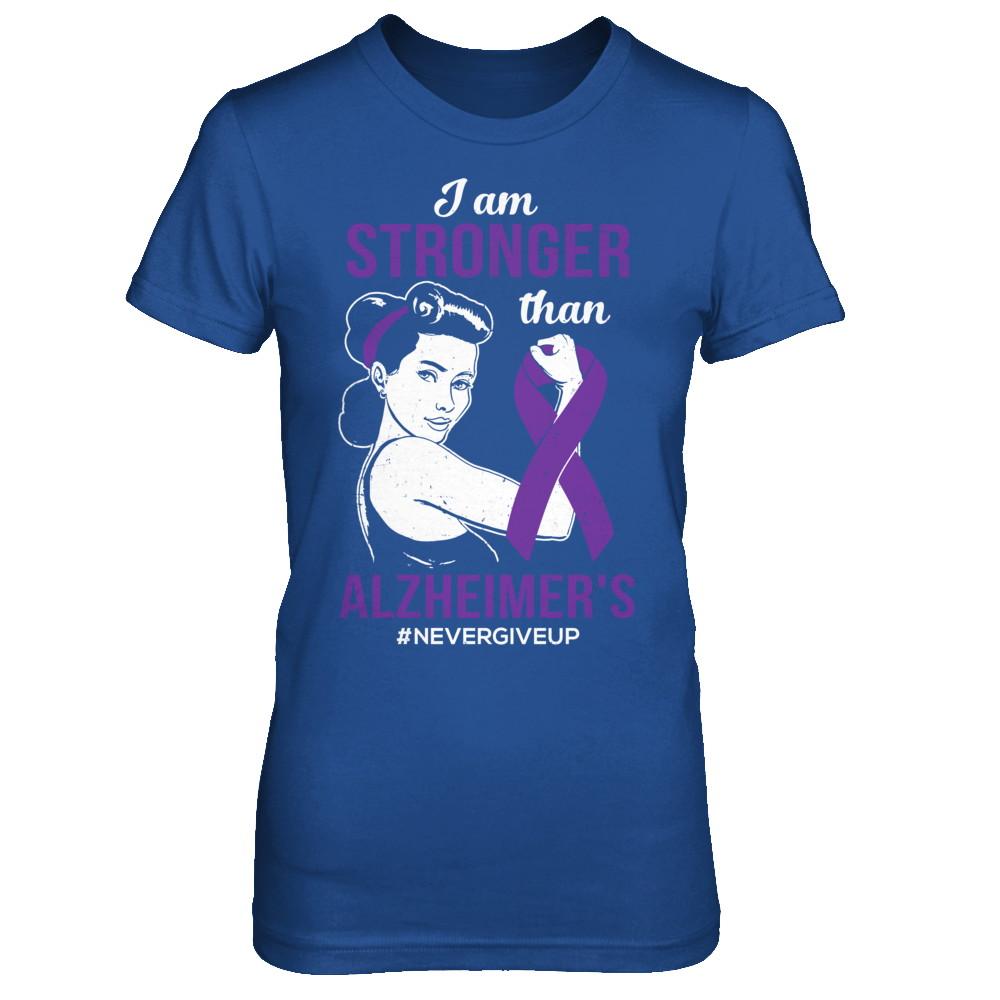 I Am Stronger Than Alzheimer's Awareness Support-T-Shirt & Hoodie-Women's T-Shirt-Royal