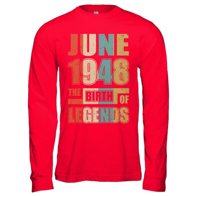 Vintage Retro June 1948 Birth Of Legends 73th Birthday-T-Shirt & Hoodie-Long Sleeve T-Shirt-Red