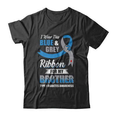I Wear Blue And Gray For My Brother Diabetes Awareness-T-Shirt & Hoodie-Classic T-Shirt-Black
