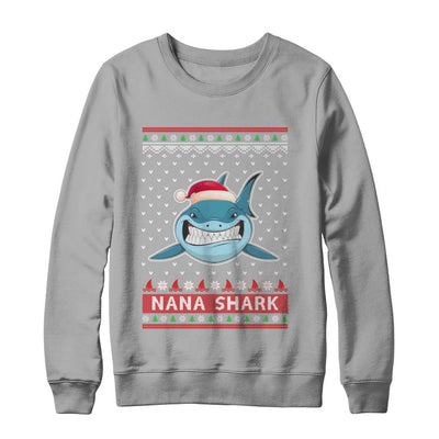 Santa Hat Nana Shark Ugly Christmas Sweater-T-Shirt & Sweatshirt-Crewneck Sweatshirt-Light Steel