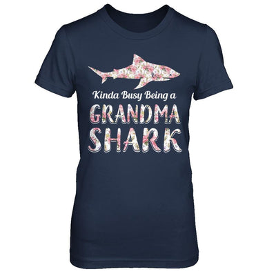 Grandma Shark Kinda Busy Being A Grandmashark-T-Shirt & Hoodie-Women's T-Shirt-Navy