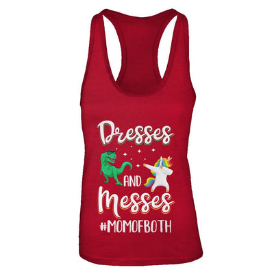 Dresses And Messes Mom Of Both Funny Gift For Mom-T-Shirt & Tank Top-Women's Ideal Racerback Tank-Red