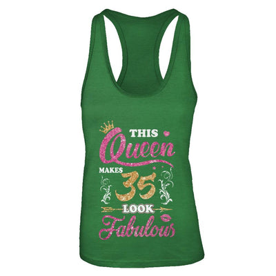 This Queen Makes 35 Look Fabulous 1986 35th Birthday-T-Shirt & Tank Top-Women's Ideal Racerback Tank-Kelly Green