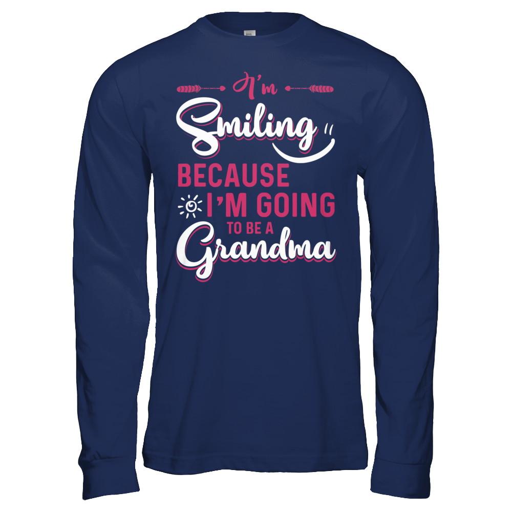 I'm Smiling Because I'm Going To Be A Grandma-T-Shirt & Hoodie-Long Sleeve T-Shirt-Navy