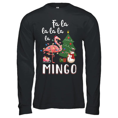 Cute Pink Flamingo Santa Hat Merry Christmas-T-Shirt & Hoodie-Long Sleeve T-Shirt-Black