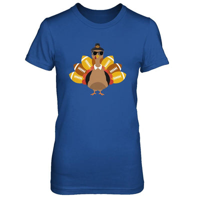 Turkey And Football Thankful Funny Thanksgiving-T-Shirt & Hoodie-Women's T-Shirt-Royal