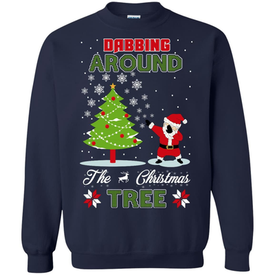 Dabbing Around The Christmas Tree-T-Shirt & Hoodie-Crewneck Sweatshirt-Navy