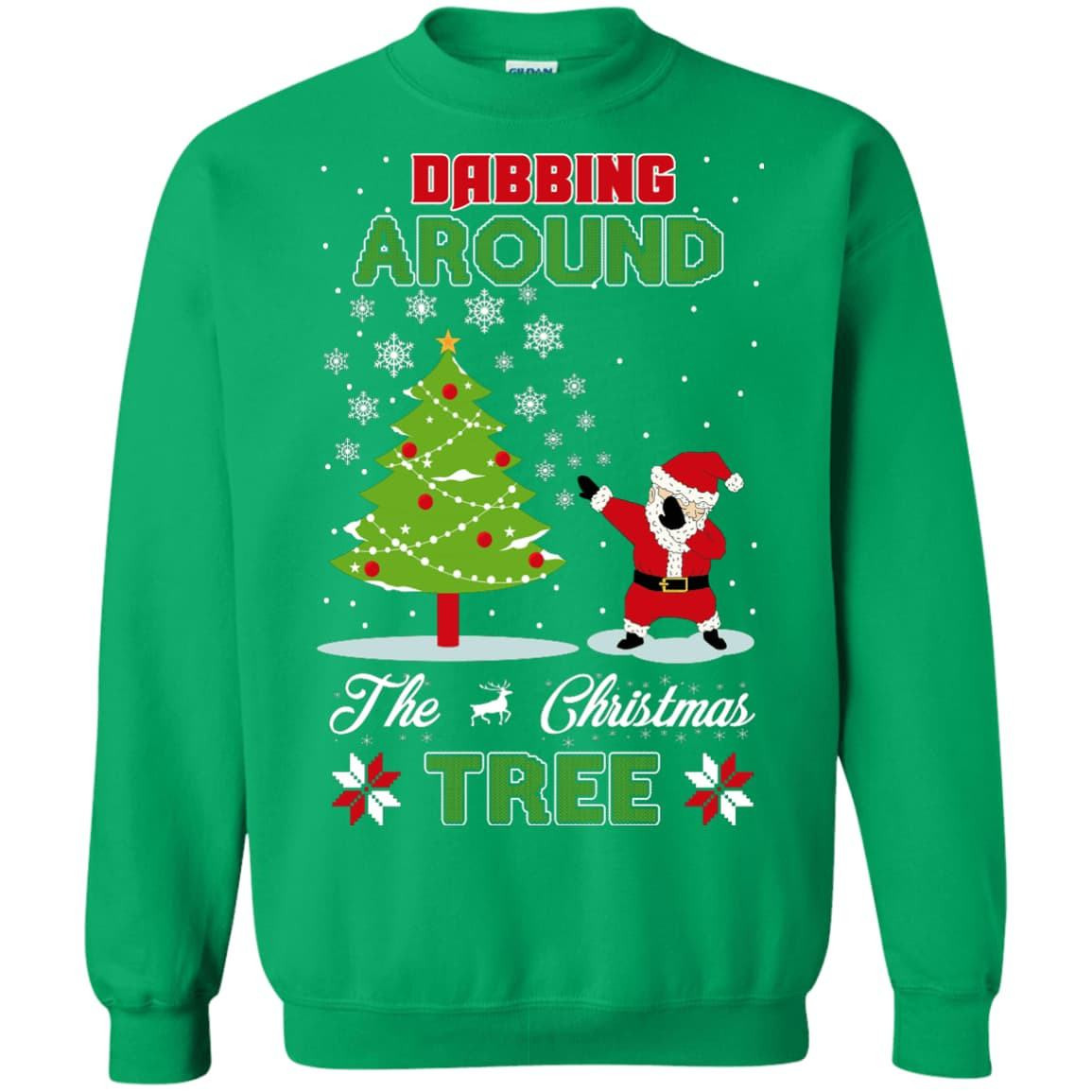 Dabbing Around The Christmas Tree-T-Shirt & Hoodie-Crewneck Sweatshirt-Irish Green